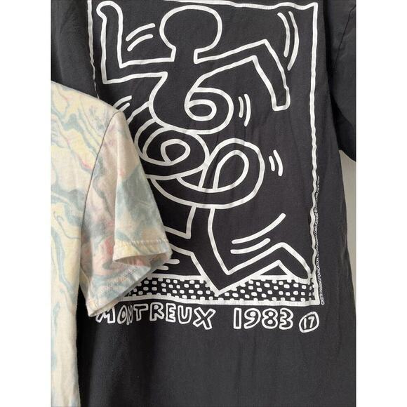 Keith Haring lot 2 women kids tees tie dye heart logo well worn marbled XS/S/M - Picture 3 of 6
